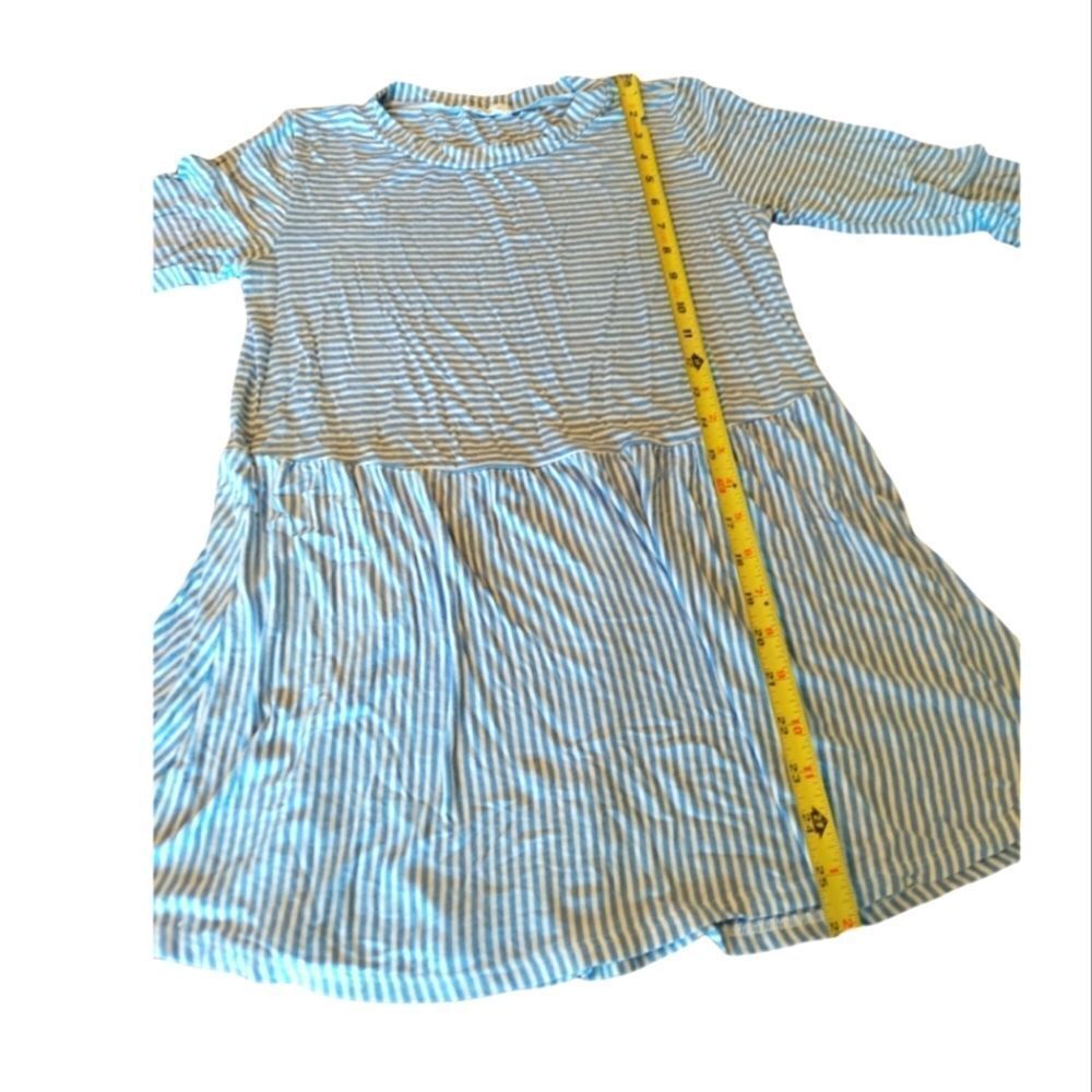 E Luna Blouse Blue And White Striped Womens Size Medium - Picture 7 of 8